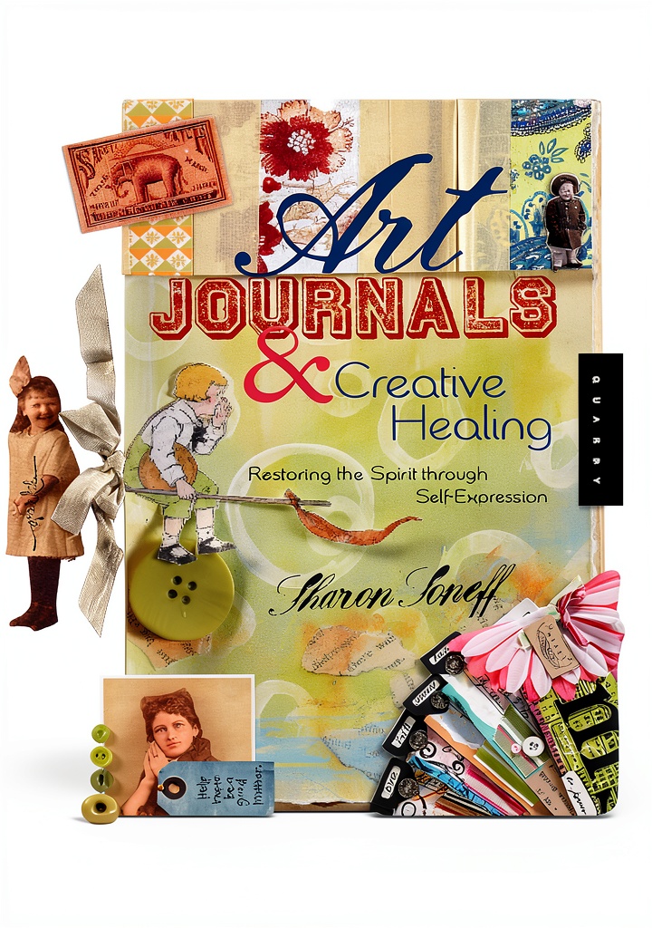 Creative journaling book cover showing artistic designs and text
